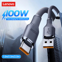 Lenovo 100W 6A Fast charging data cable USB/Type C to Type C for Sumsung Huawei OPPO Android Phone High-speed Data Transfer Cord