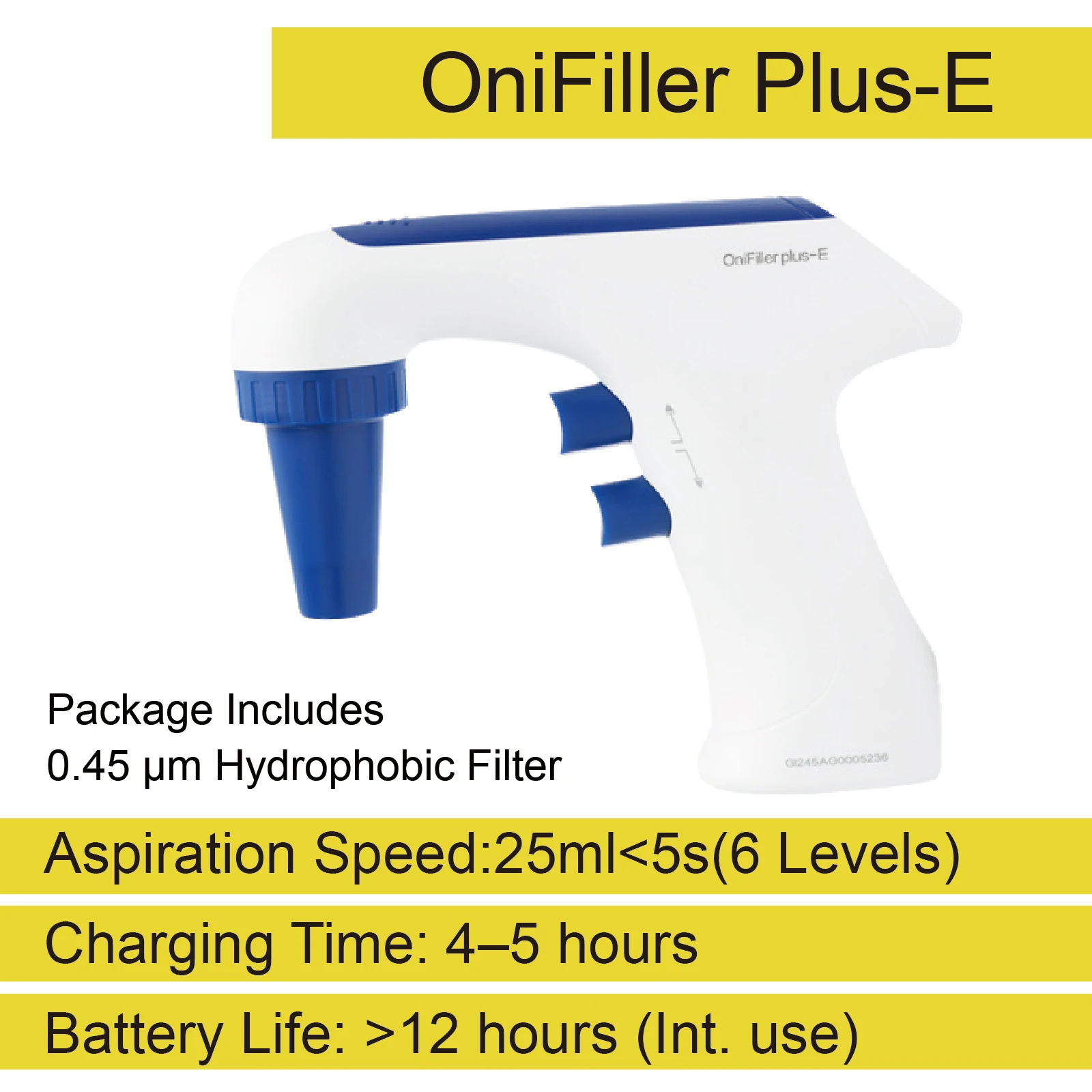 Electric Large-Capacity Pipette Filler 0.1‑100ml Rechargeable Adjustable Speed LCD Filter Pipette Controller