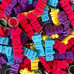 Custom 3D Acrylic Name Keychain Personalized Stainless Steel  Mens Car Keyring Variety of Colors For Family Friends Lovers Gifts