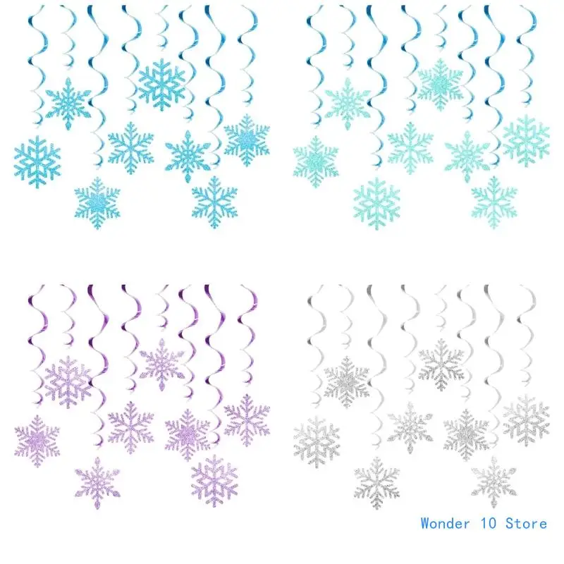 Swirls Snowflake Hangings Decors Attractive Christmas Decoration Swirls Snowflake for Tree Window Wall Hangings