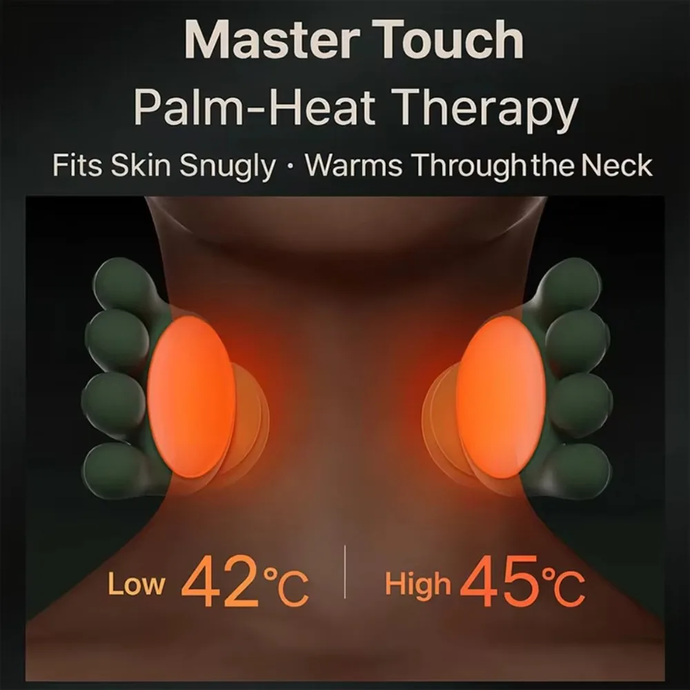 Wireless Portable Bionic Neck & Shoulder Massager With Heating, Bionic Finger Massage for Muscle Relaxation