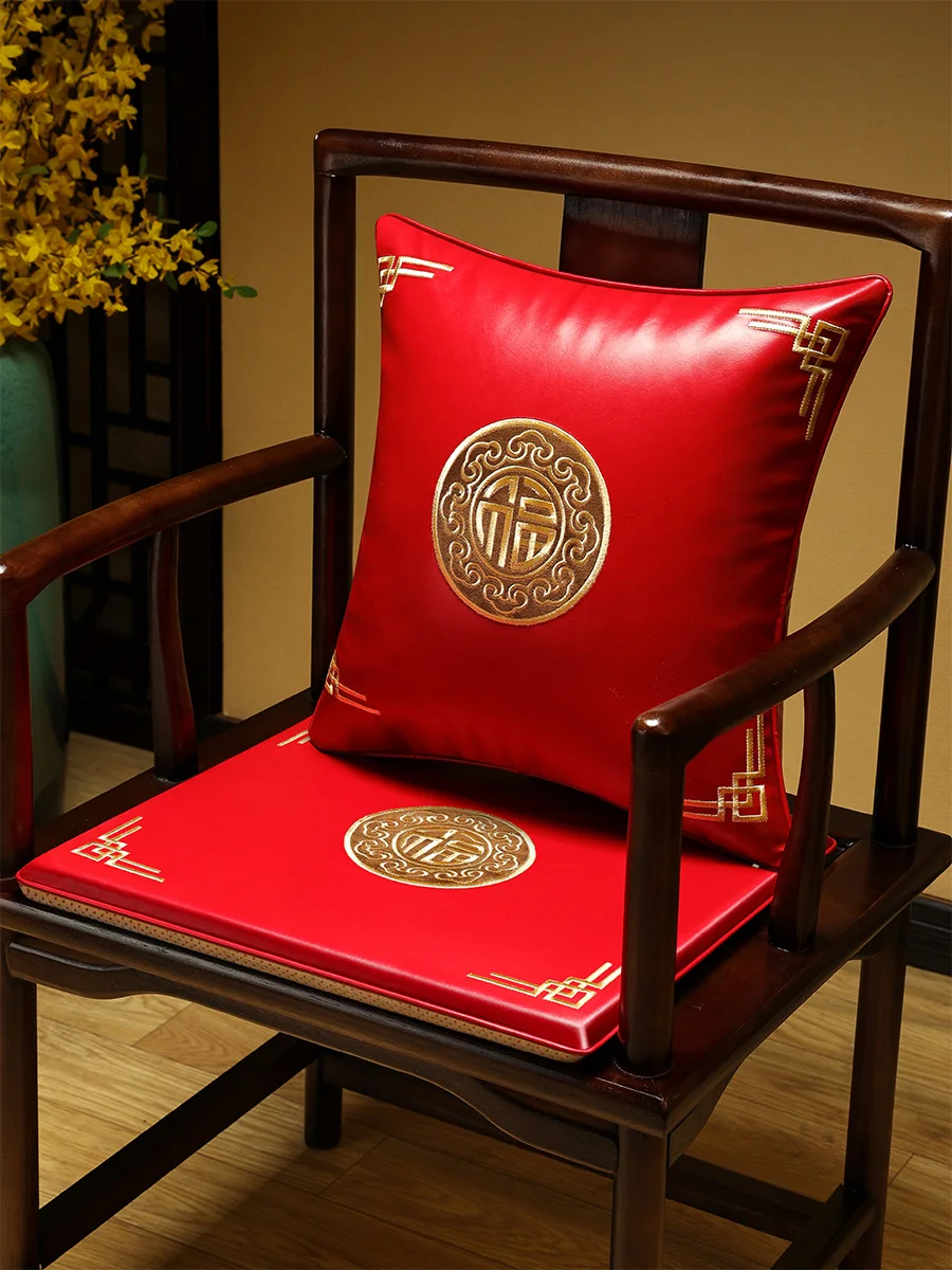

Chinese Sle Leather Chair Pad Anti-Slip Waterproof Wood Dining Chair Cuion Pad Stool Pad Home Comfortable