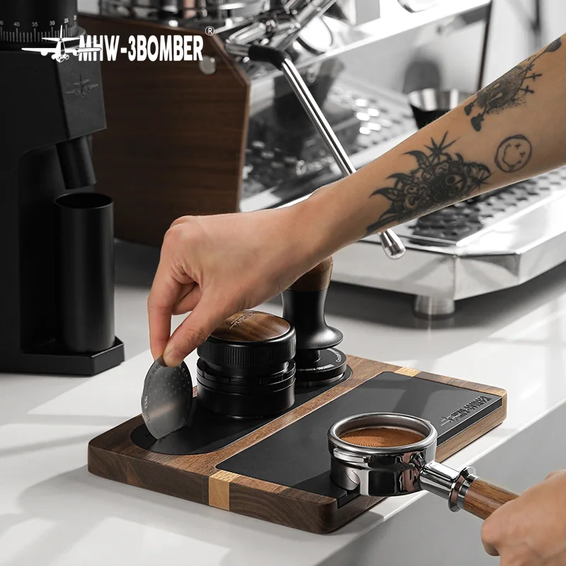 

MHW-3BOMBER bomber, solid wood work board, coffee machine handle filling platform, powder hammer storage board