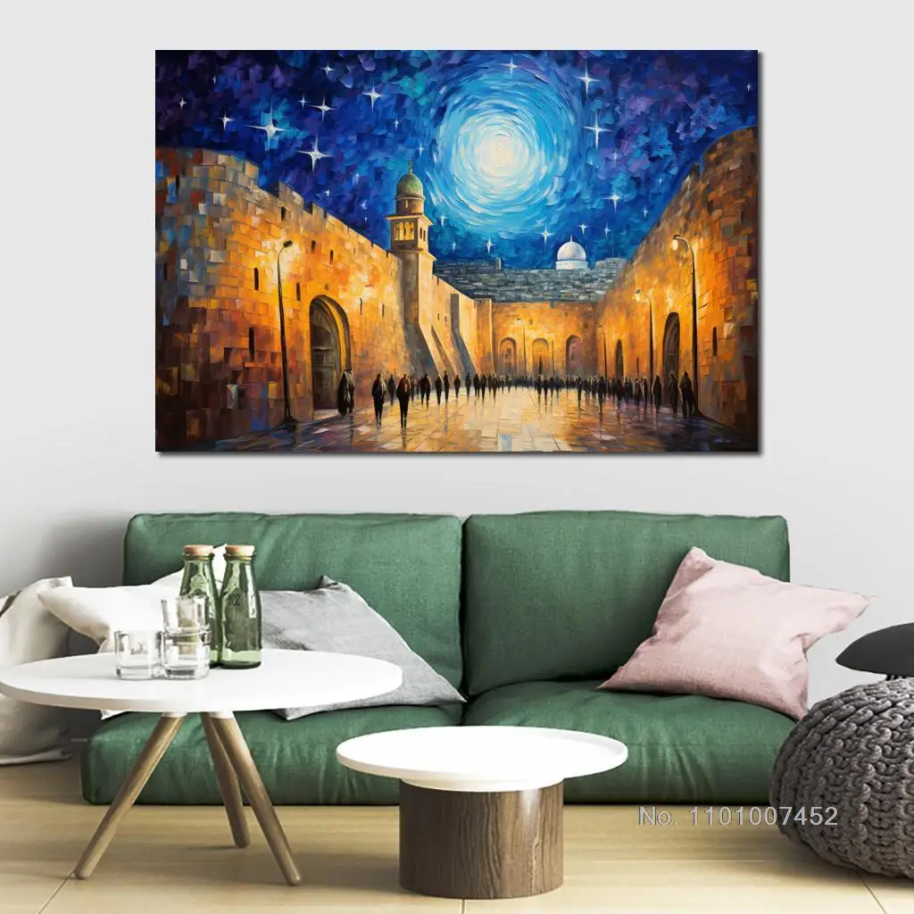 

Canvas Poster Photo Picture Print Western Wall in Jerusalem Starry Night Framed Painting for Living Room Wall Decor