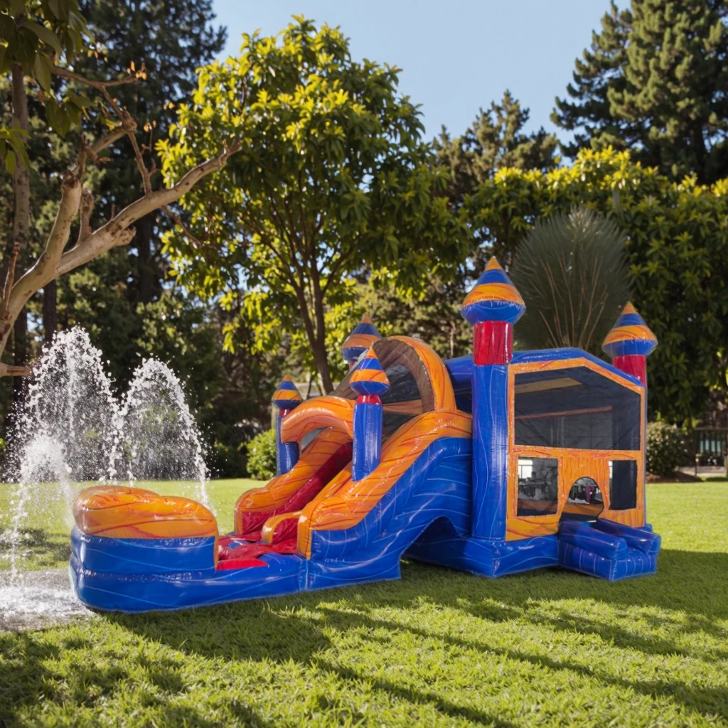 ！@THL Motorized Pool Lounger Foldable 8*4m PVC Inflatable Outdoor Water Park Pool Float