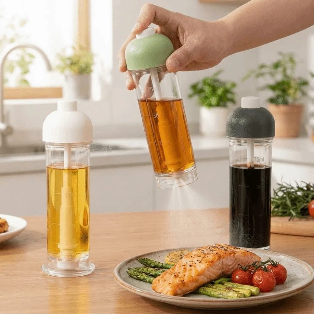 Practical Plastic Down-Spray Oil Bottle 100ML Transparent Press Oil Sprayer Anti Slip Food Grade Cooking Oil Dispenser Barbecue