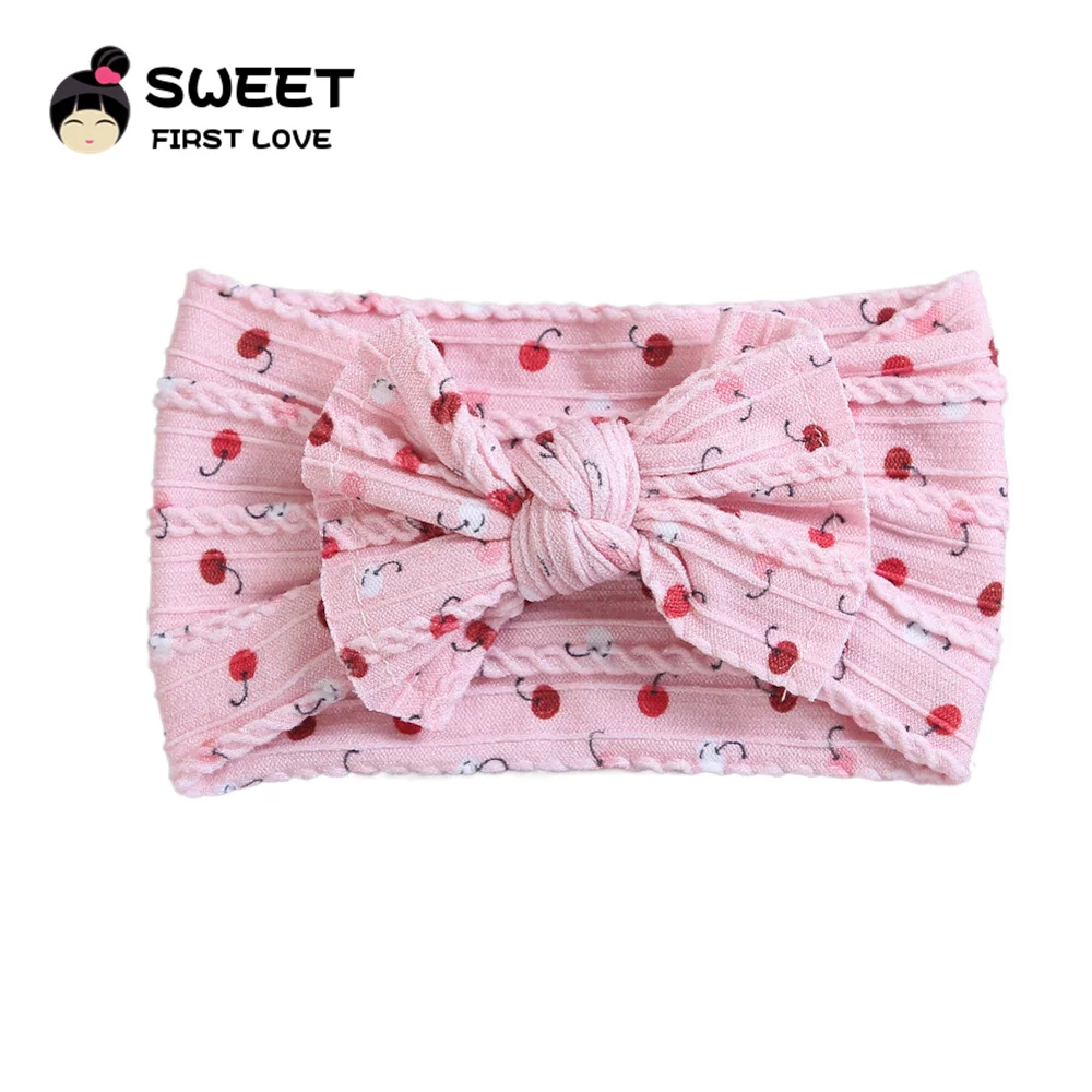 Floral Newborn Baby Print Headband For Girls Elastic Cable Knit Children Turban Baby Bowknot for Baby Girl Hair Accessories