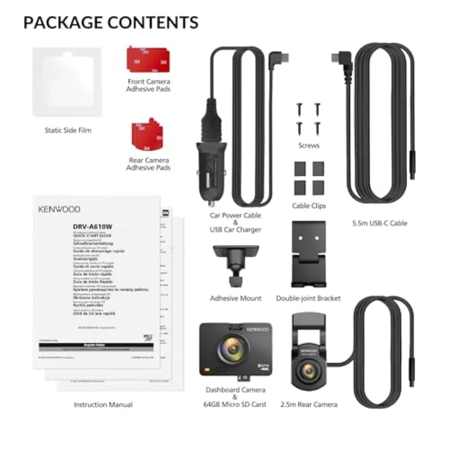 Dash cam for cars trucks RVs: front and rear 4K/2K recording, GPS, Bluetooth, WiFi, loop recording, G-sensor, motion detection, view 2