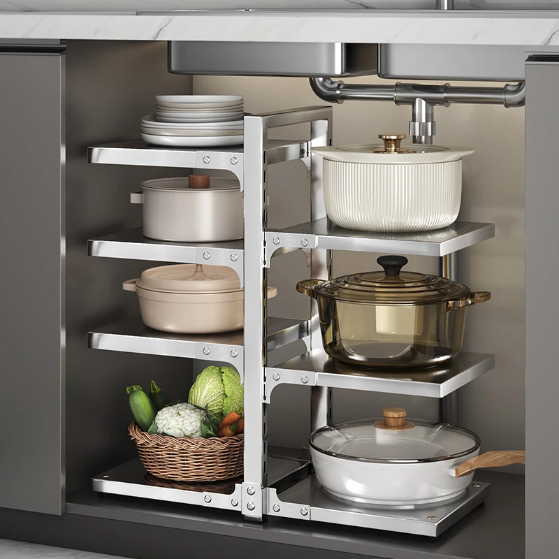 Adjustable Heavy-Duty Cookware Storage Rack - Suitable for Cabinets |   Multifunctional Usage Modes |   Dual-Purposek, Available