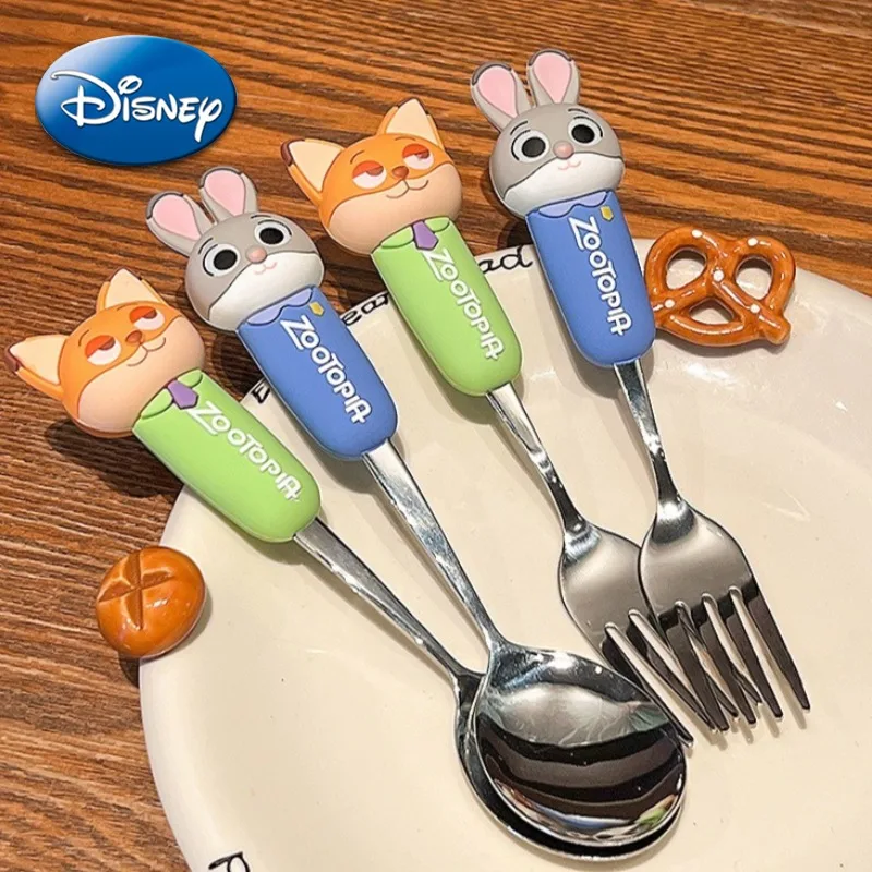 

Disney Zootopia Spoon Fork Nick Judy Kids Tableware Cartoon Cute Rice Soup Coffee Spoon Cake Fruit Fork Stainless Steel Cutlery