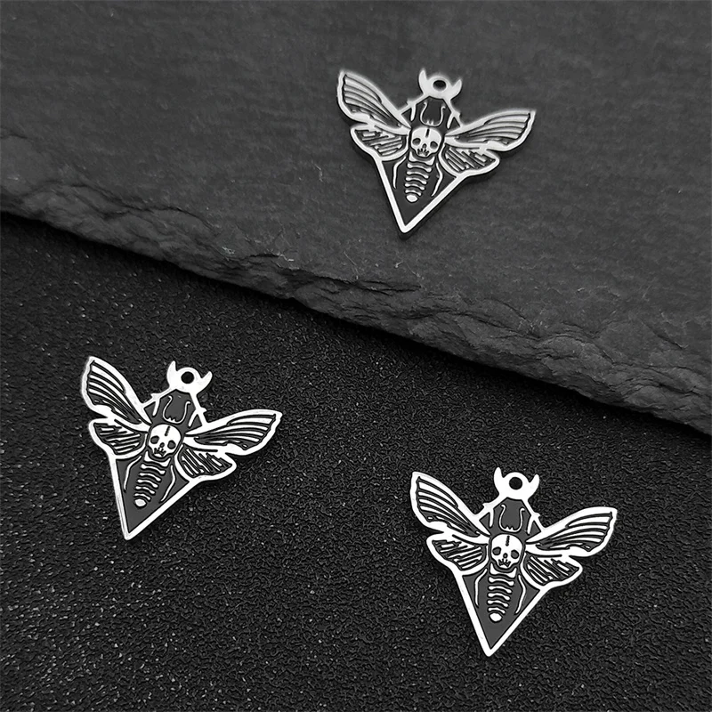 5PCS Retro Gothic Skull Death Head Moth Pendant Metal Brooch Badge for Men Women Hip Hop Rock Party Motorcycle Ride Gift1811-3