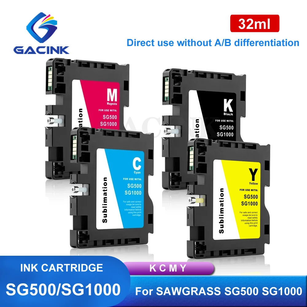 1 Set For SAWGRASS SG500 SG1000 No Serial Number Compatible Ink Cartridge With Chip Sublimation Ink