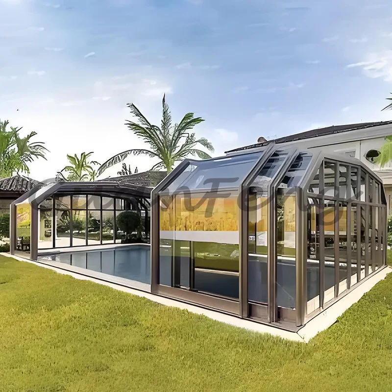 Custom Aluminum Alloy Smart Mobile Sun Room, Outdoor Courtyard Terrace Thermal Insulation Glass Canopy Awning for Villa
