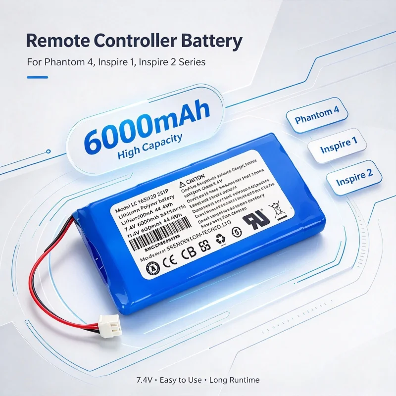 7.4V 6000mAh Drone Remote Control Battery High Capacity for DJI Phantom4 Inspire1 Inspire2 Phantom 3 Pro 3A 4A 4Pro V2.0