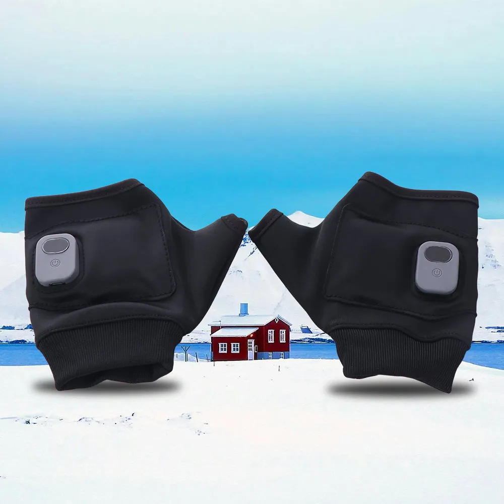 

1Pair USB Rechargeable Heating Gloves Thermal Hand Warmer Electric Heated Gloves Temperature Control Fingerless