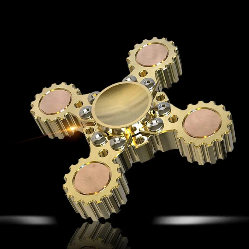 Giroscópio de ponta do dedo w4 engrenagem turbina de vapor cobre puro fidget spinner destacável metal giroscópio anti ansiedade crianças brinquedos adultos edc