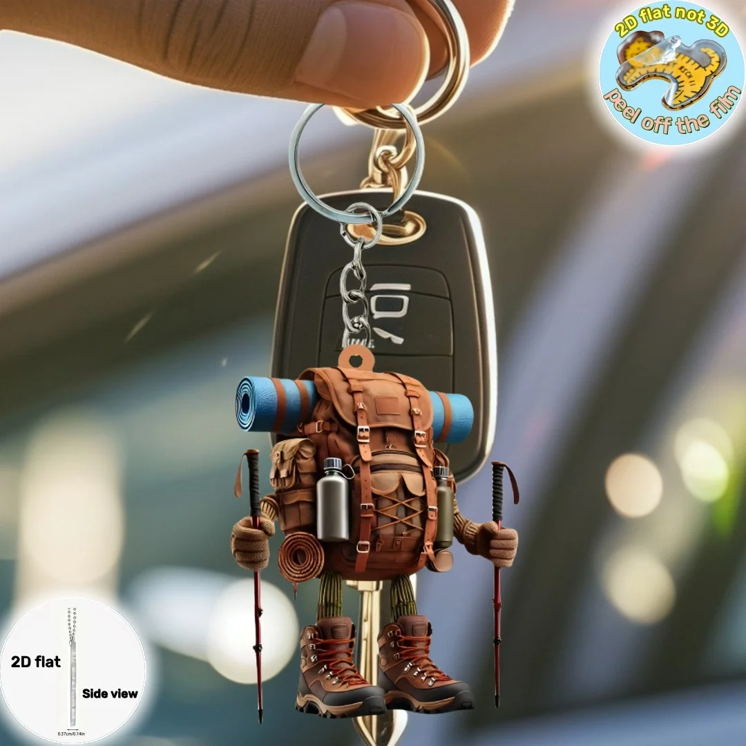 المشي لمسافات طويلة على ظهره قلادة المفاتيح، الرياضة في الهواء الطلق موضوع 2D شقة الاكريليك زخرفة سحر، شنقا الديكور للسيارة، حقيبة، احتفالية، هدية #2