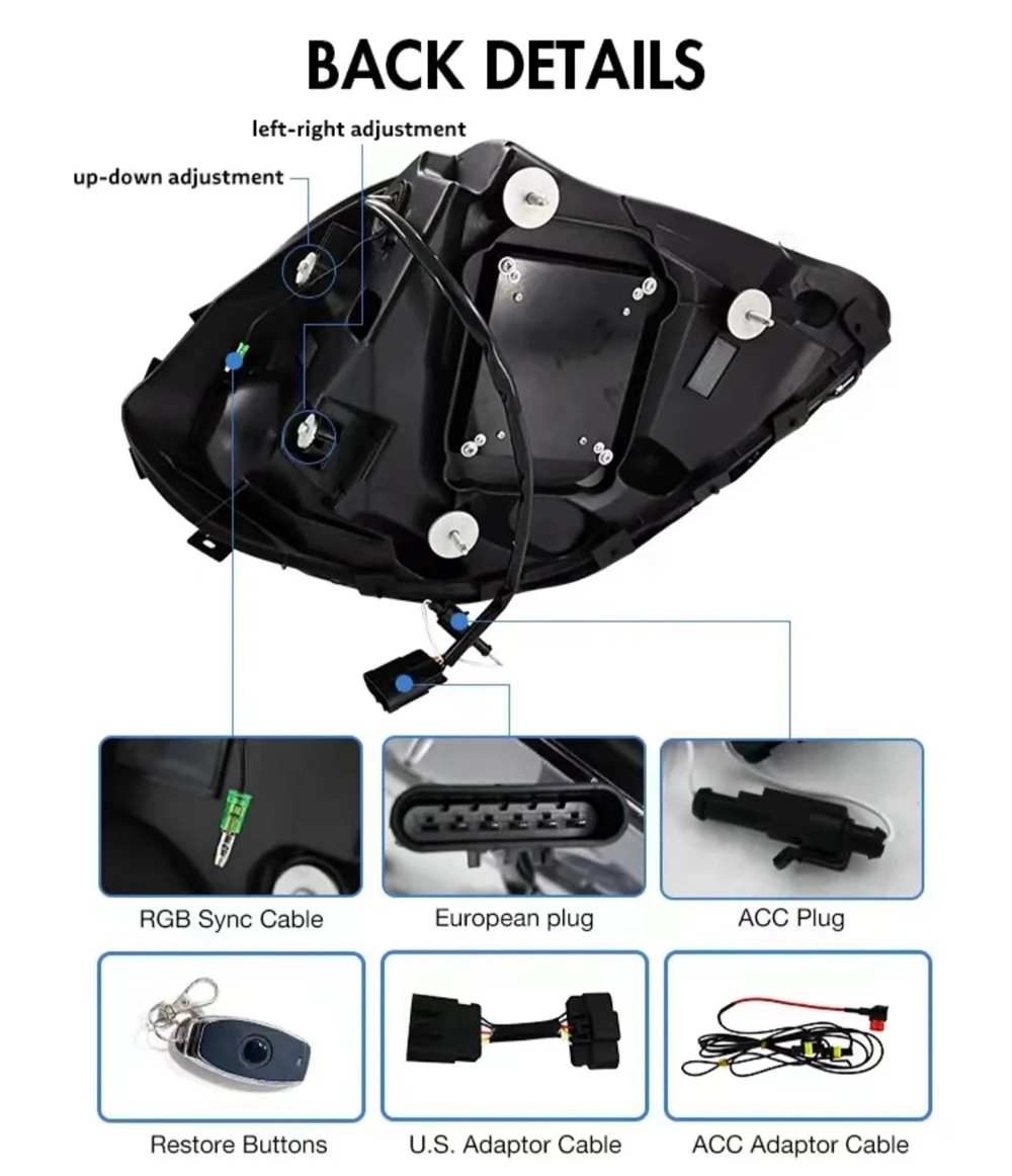 سيارة العلوي ل 2005-2013 تشيفي كورفيت C6 RGB LED المصابيح الأمامية الجمعية العارض اكسسوارات السيارات بدء التشغيل الرسوم المتحركة