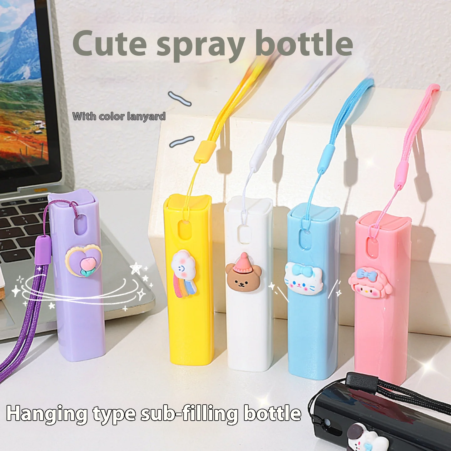 

1pc 10ml Lovely Cartoon Mini Portable Travel Spray Bottle, Home Use Cosmetic Water Refillable Container