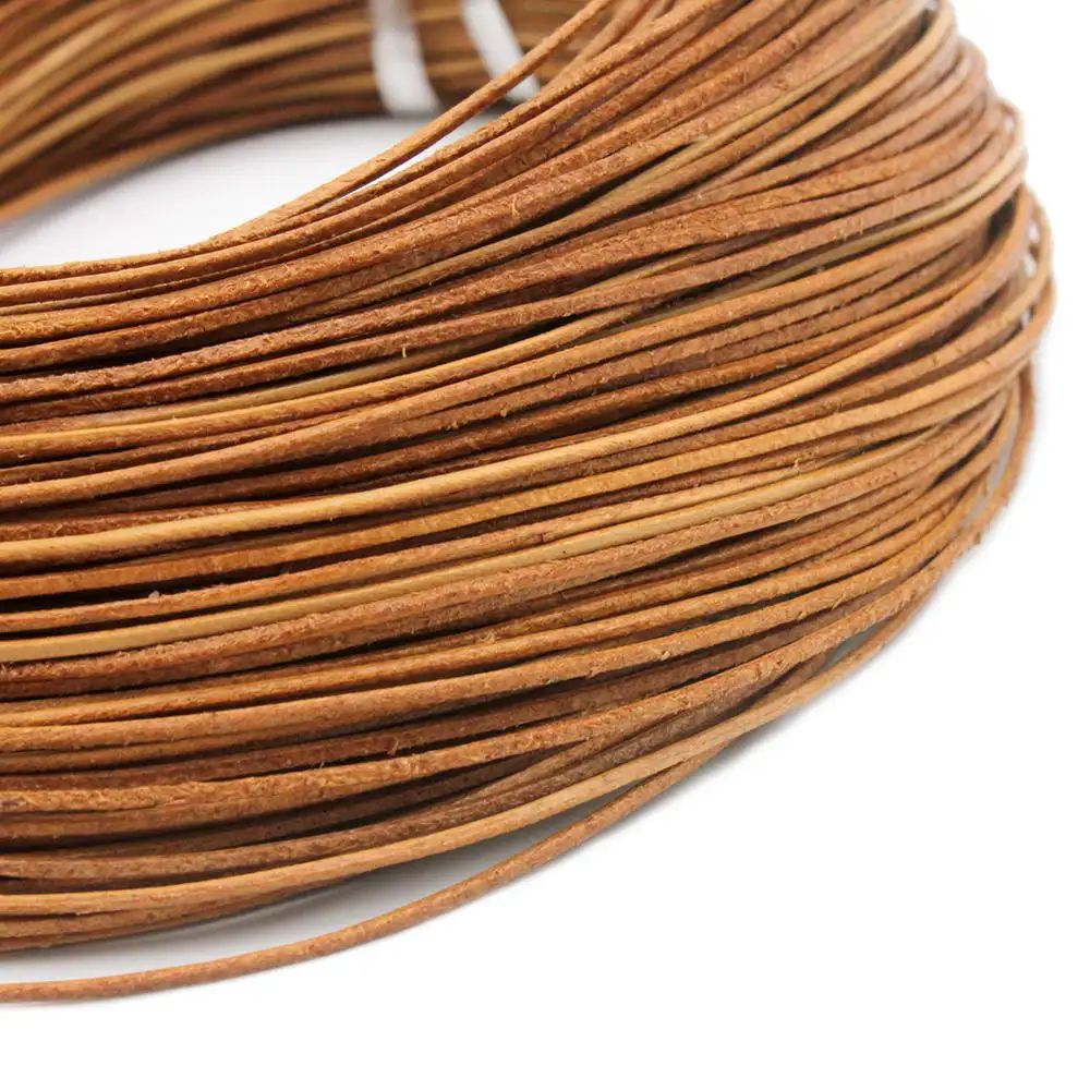 10 Yards 1mm Natural Round Real Leather Cords String for Necklace Pendant Making Genuine Cowhide