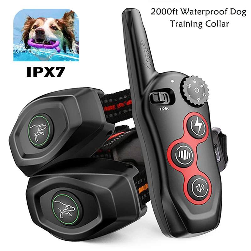 

2000ft Electric Dog Training Collar Pet Waterproof Pet Remote Control Rechargeable For All Size Dogs Shock Vibration Sound