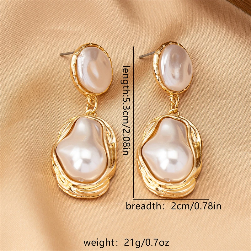 Vintage Barock Imitation Perle Ohrstecker für Frauen Übertrieben Unregelmäßige Faux Perle Tropfen Ohrringe Chic Bankett Schmuck Geschenk – Detail 3