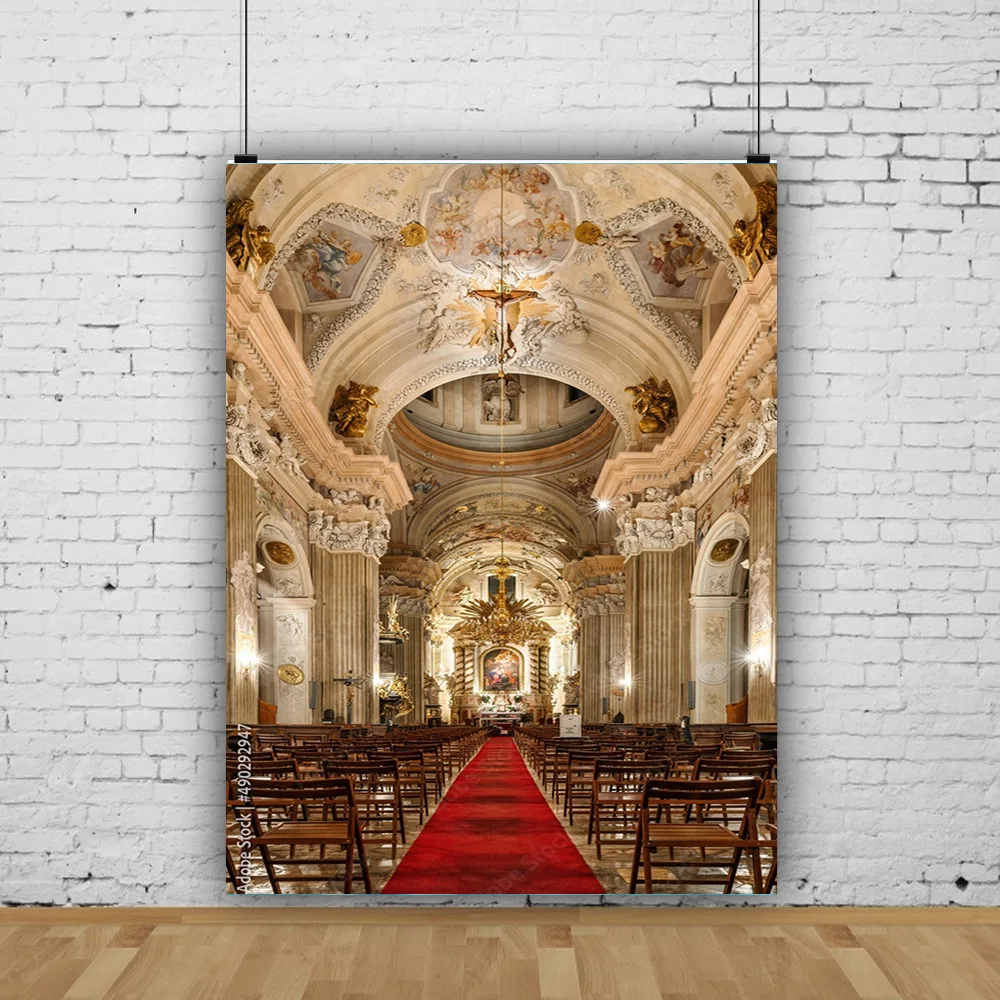 SHUOZHIKE Auditorium European Style Church Photography Backdrop Props Architecture Cathedral Photo Studio Background JT-14