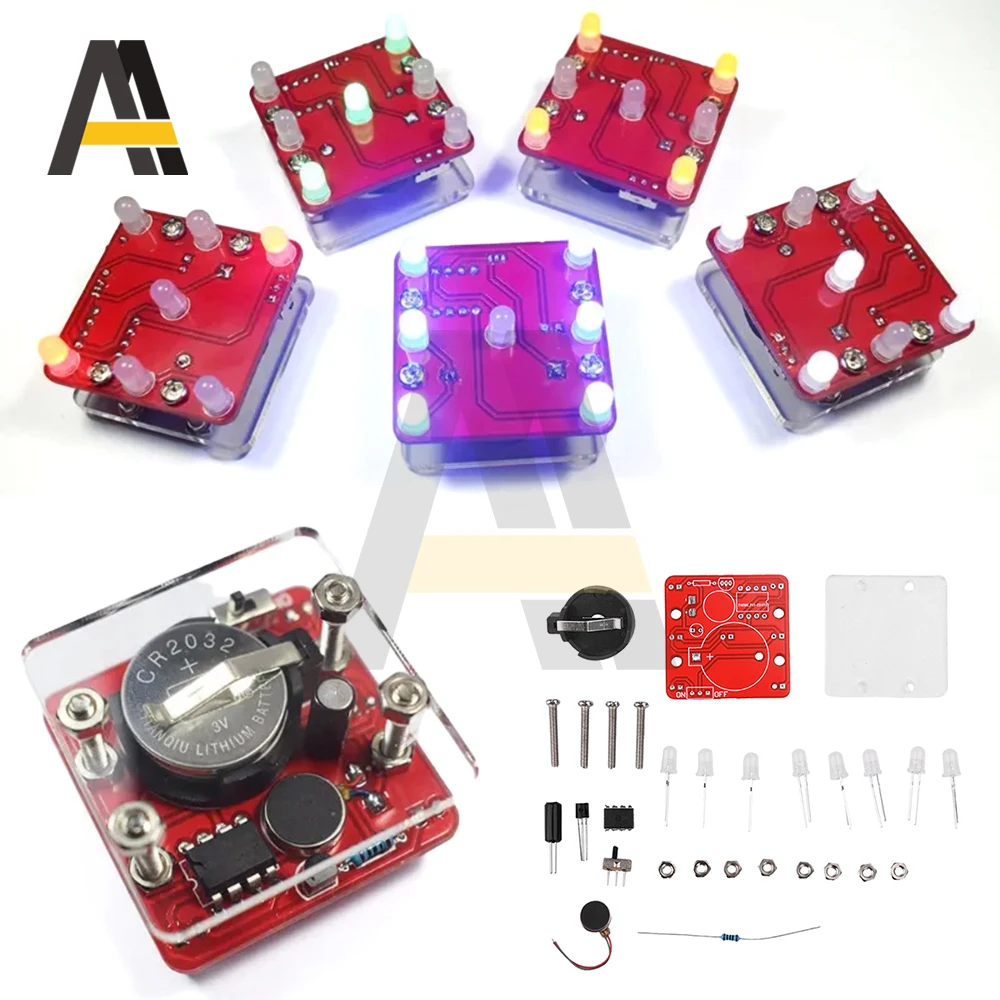 

DIY Swing Shaking LED Dice Kit with Small Vibration Motor Diy Electronic Kits for Beginners Breathing Led Fun Electronic Welding