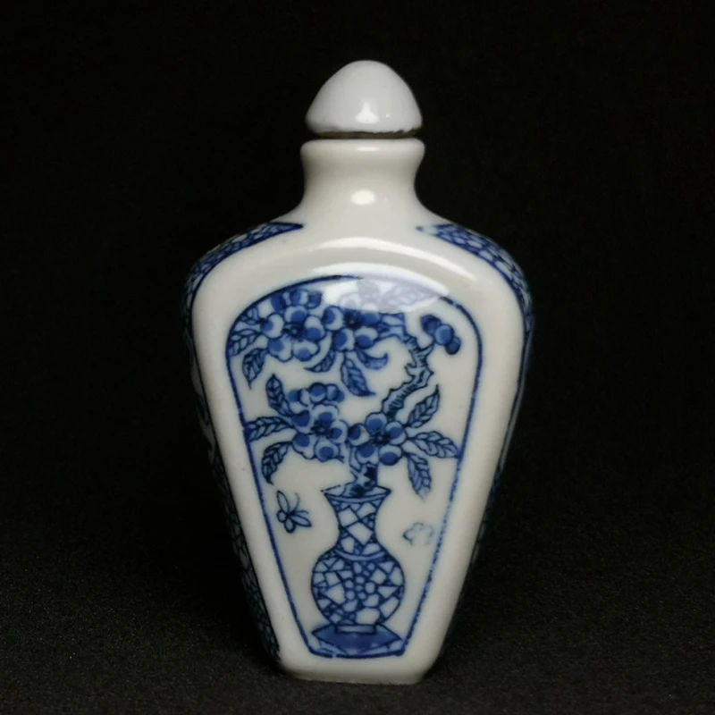 YIZHU CULTUER ART Size 7.6 × 4.3 cm Old Chinese Porcelain Painting Flower Figure Snuff Bottle Gift Collection