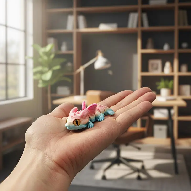 3D Printed Mini Flying Dragon Figures Animal Toys Multi-Joint Movable Simulation Eyes Fidget Toy Home Accessories Christmas Gift