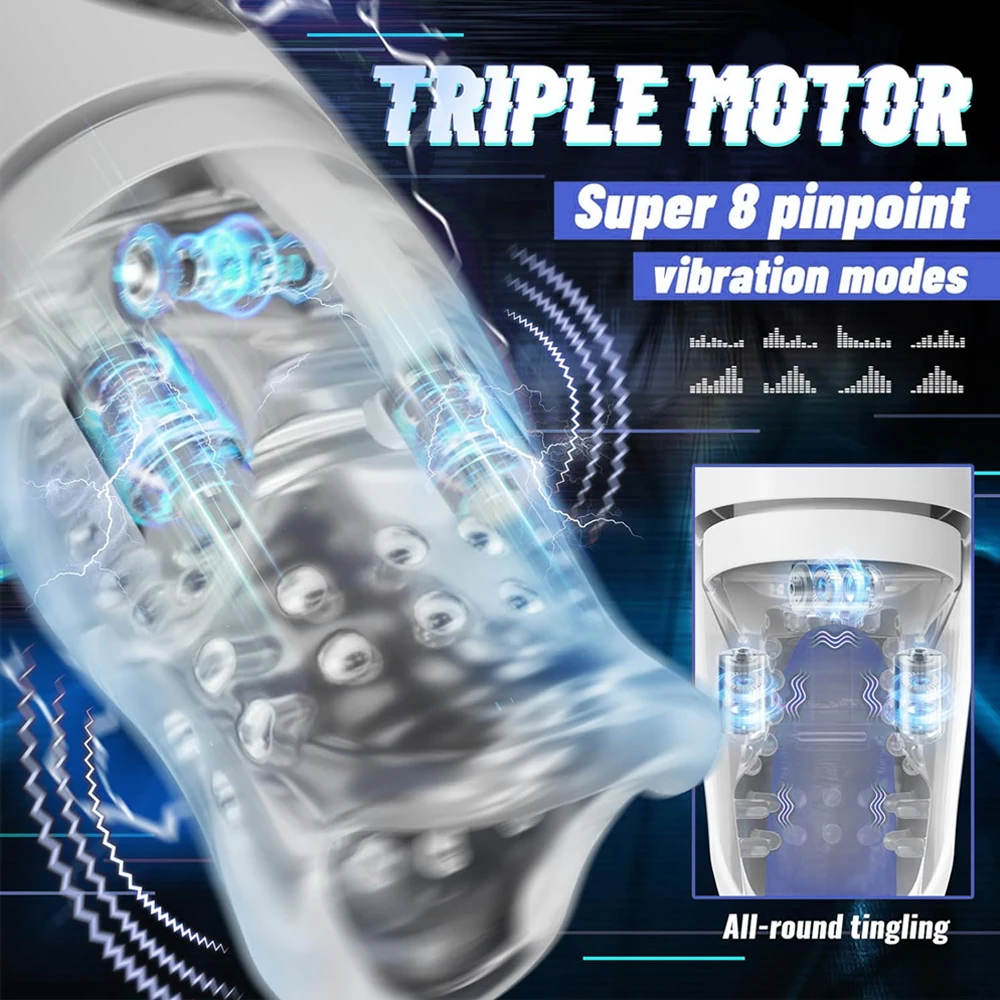 Biting&Blowjob Male Masturbator Triple Motor Throat Structure Masturbation Equipment Sex Toys for Men Automatic Mastubator