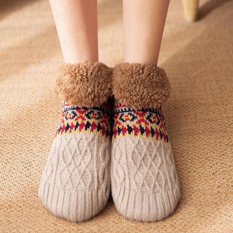 Fall and Winter Floor Socks Home Warm Women Men Snow Socks Sleep Carpet Slippers Sock Men Non-slip Yoga Socks