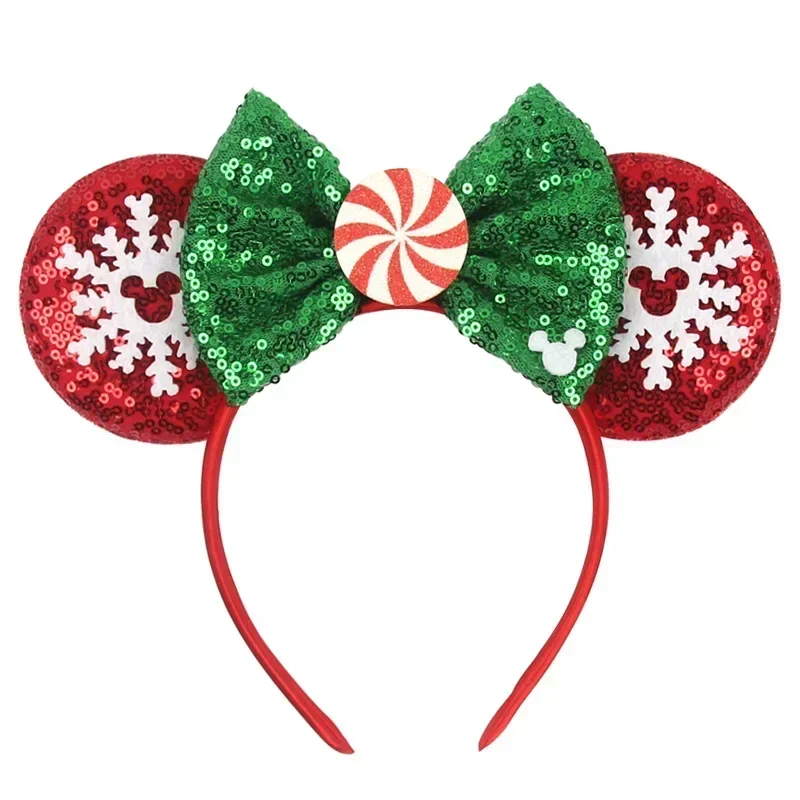 Bandeaux d'oreille de souris rouge Disney pour femmes, arc de démontrent de neige, bandeaux de sauna de Noël pour adultes, renne, vacances, accessoires pour cheveux