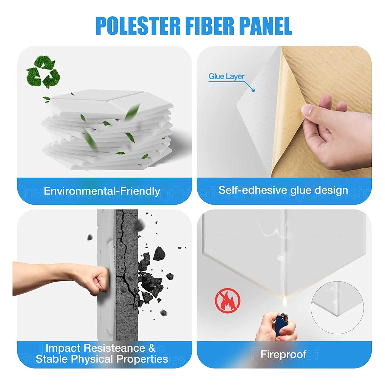 12 PACK Acoustic Foam,Self-Adhesive Sound Proof Panels,for Sound Insulation &Acoustic Treatment(White) image 4