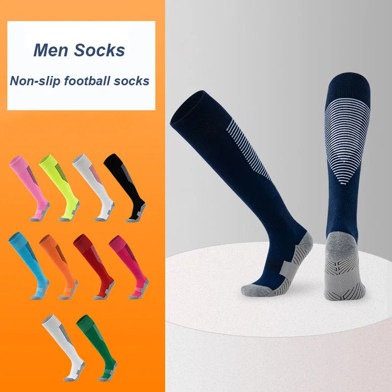 

1 Pairs Men's Football Socks With Thick Towel Bottom Stockings Over The Knee Adult Sports Socks Non-slip Warm Comfortable Socks