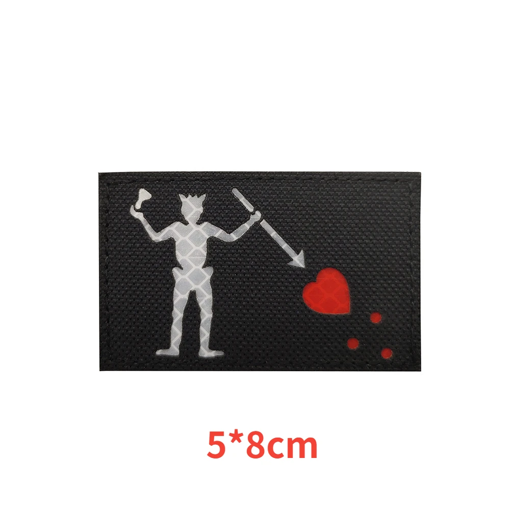 Reflective Fabric Triskelion Skull Blackbeard Edward Flag Embroidered Pattern Arm Patch Magic Patch Sewing Hook and Ring Patches