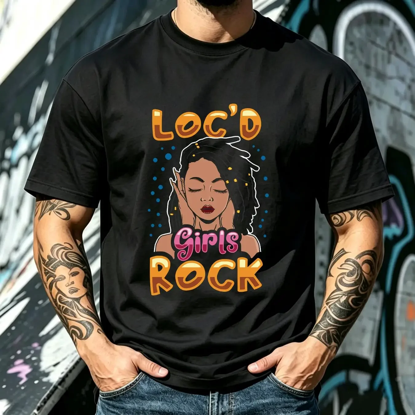 washed T Shirt Loc'd Girl Rock Perfect For Her Dreadlocks Hairstyle Melanin African Woman Locs Hair long or short sleeves