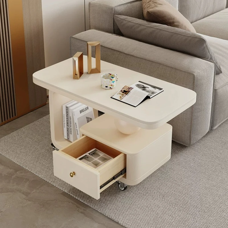 Tea Trolley Coffee Tables Living Room Storage Portable Luxury Wheels Center Side Table Portable Salontafel Nordic Furniture