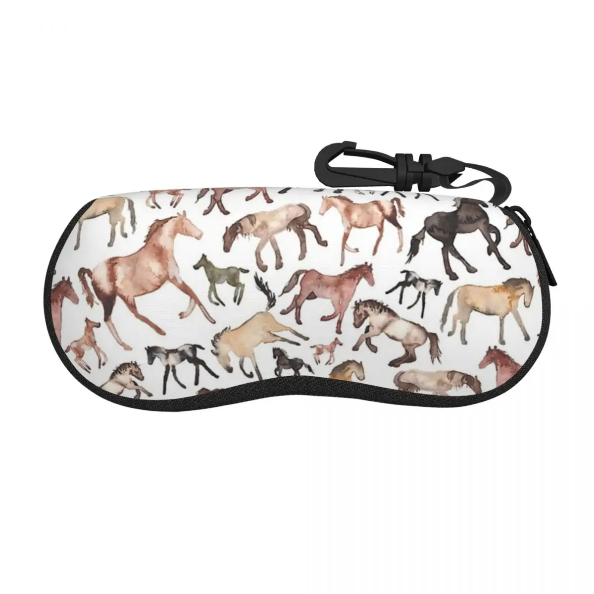 Horses Shell Glasses Case Protective Sunglasses Box Women Men Soft Eyeglass Bag Pouch