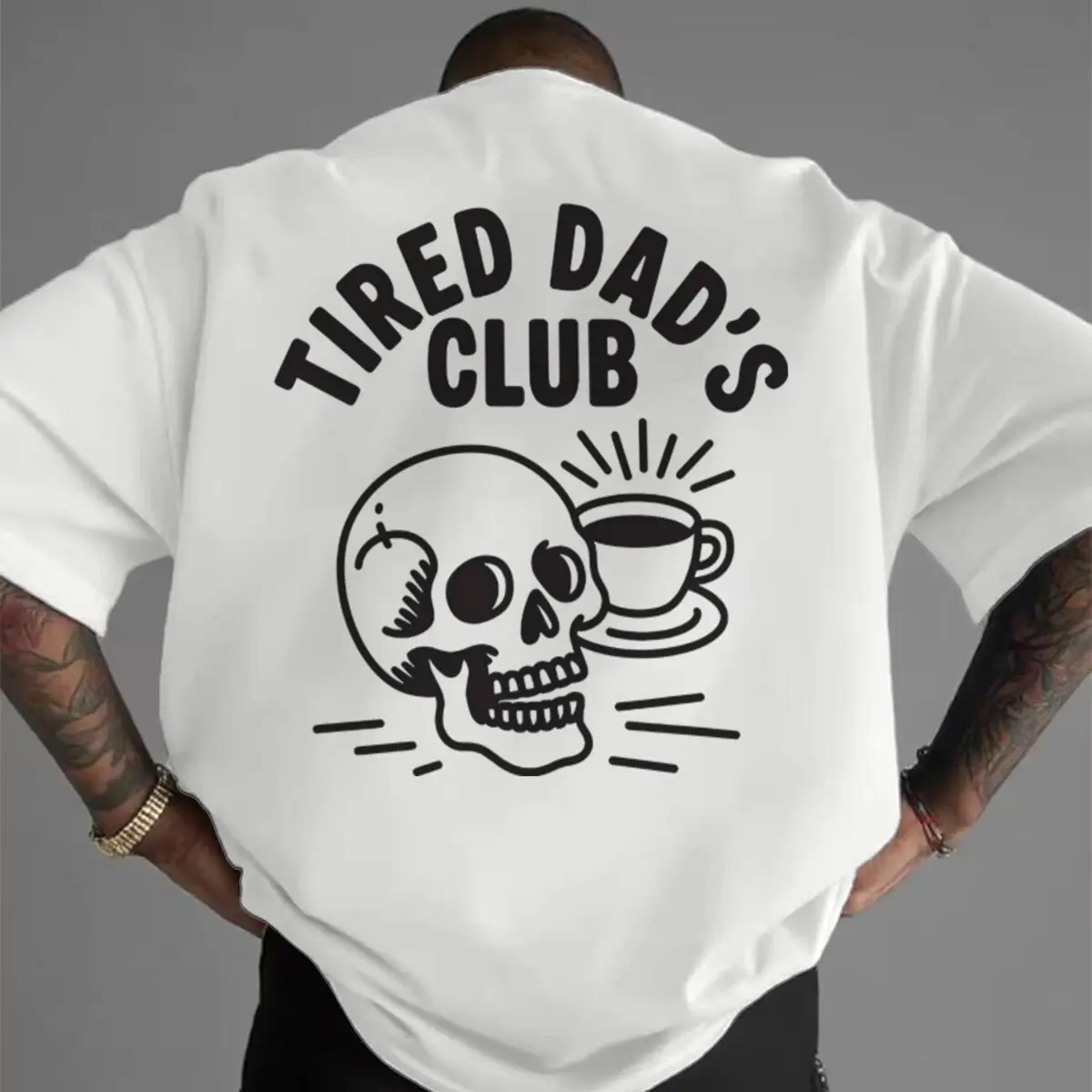 M-6XL Summer Men's Clothing Tired Dad Club Print TShirt Breathable Streetwear Oversized Loose Casual T-Shirts Comfortable Top