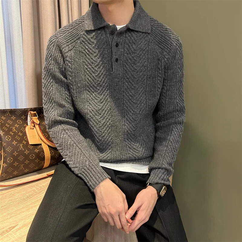 

Autumn Winter New Sle Men's Knitted Sweater Pure Color Commute oulder Drop Sle Cowl Ne Pullover Flower Patterned