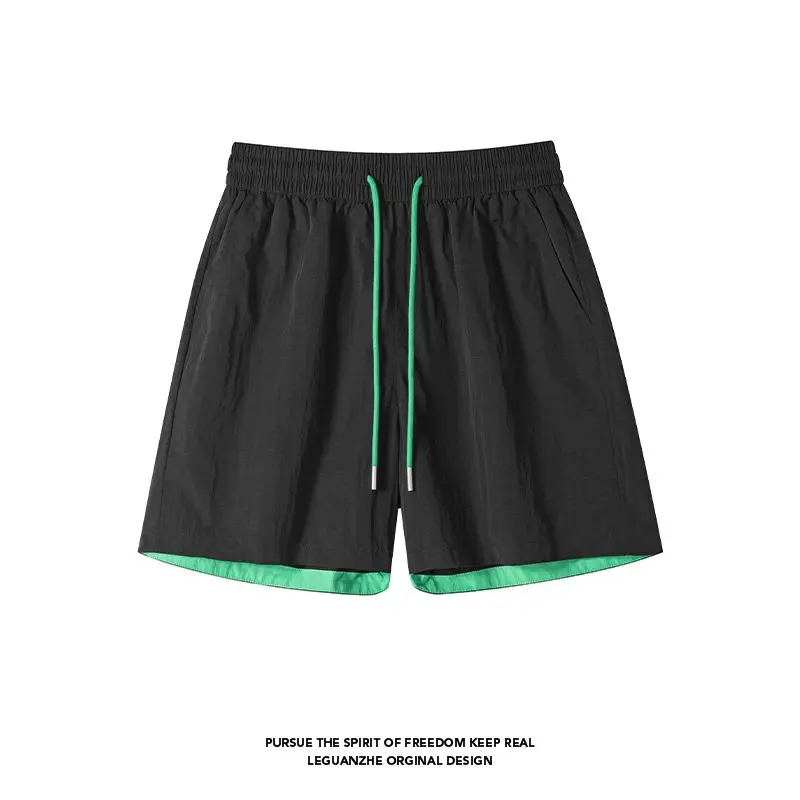American Style Quick Dry Sports Shorts Men's Summer Thin Design Sense Splicing Four-Quarter Training Fitness Ice Silk Pants