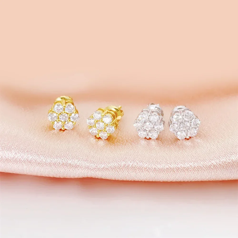 الكلاسيكية المرأة مويسانيتي الماس قرط صغير زهري 925 فضة مجوهرات الحديثة مويسانيتي القرط الفاخرة للنساء