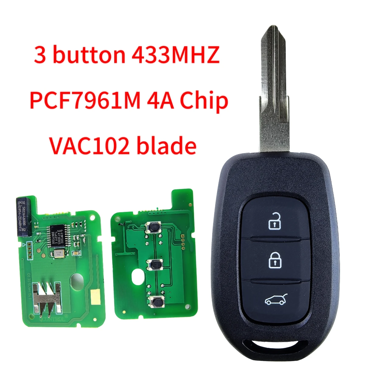 Jingxin 4A PCF7961 Chip 433Mhz 2/3-Tasten Autoschlüssel für Renault Sandero Logan Lodgy Dokker für Dacia Duster Smart Control Key – Detail 11