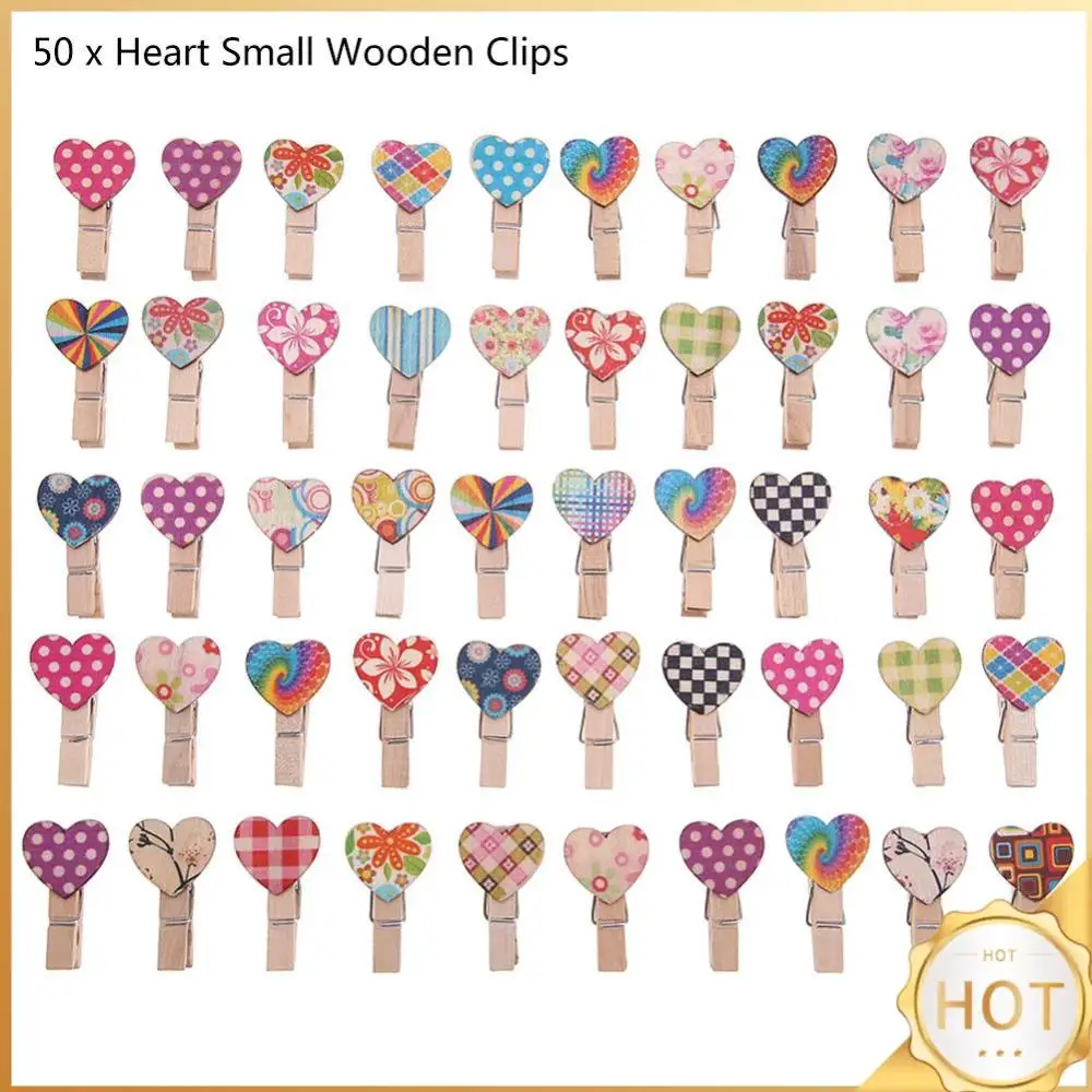 50 قطعة أوتاد الصور مقاطع خشبية الحب القلب الغسيل الديكور DIY 3.5 سنتيمتر مزيج اللون الدعائم الزخرفية الصغيرة لزينة الزفاف