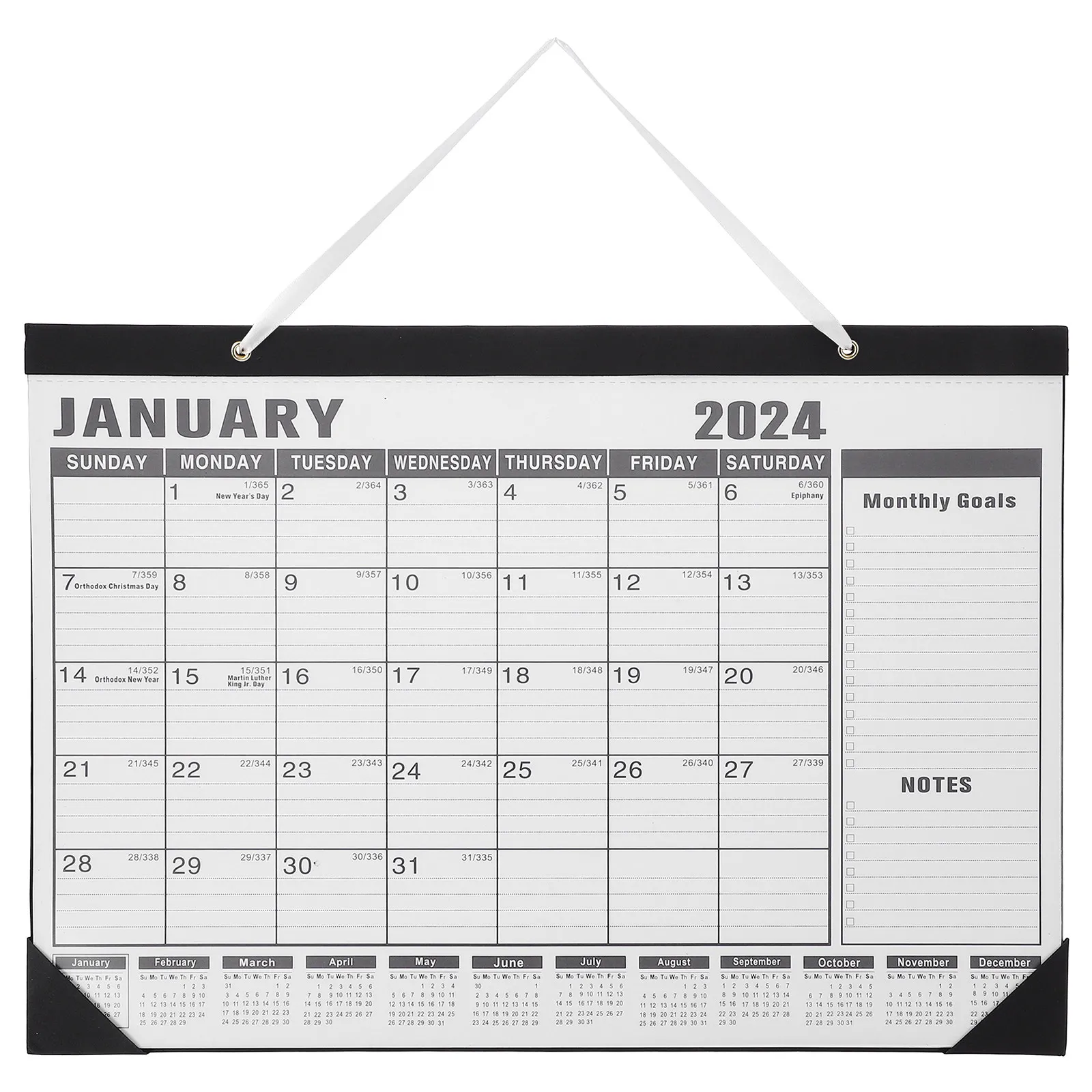 

English Wall Calendar 2024 Hanging Monthly Calendar with Memo Space Simple Chic Design for Office Home Study Room Daily Planning