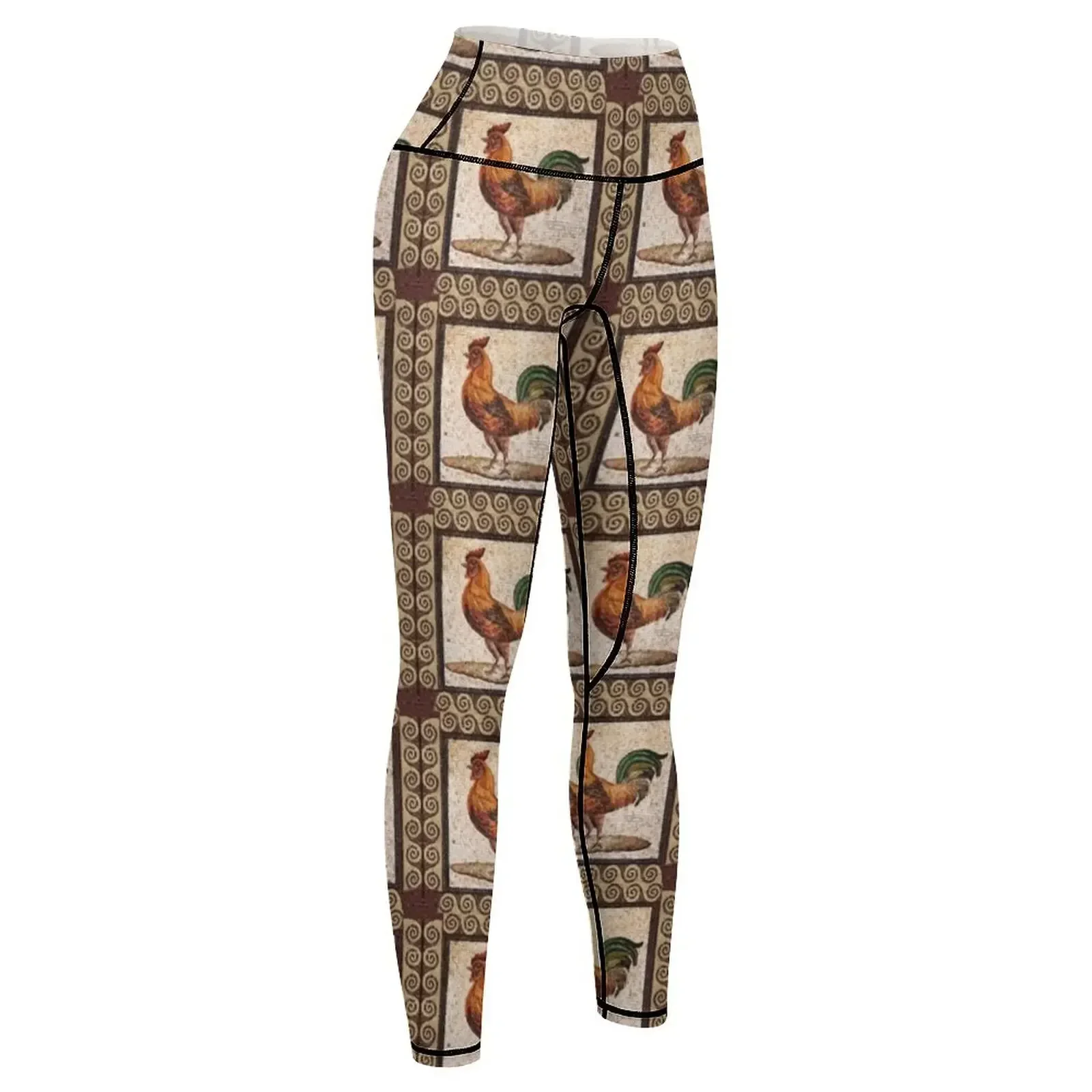 ANTIQUE ROMAN MOSAICS , ROOSTER Leggings Sports pants woman push up tights for Golf wear sportswear for gym Womens Leggings