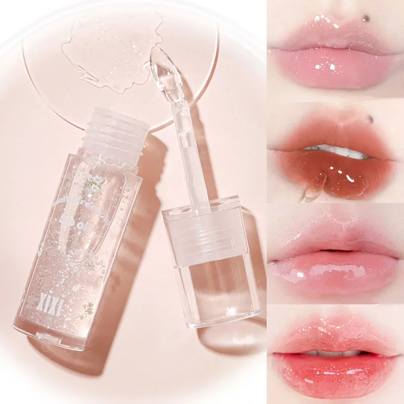 Clear Crystal Glitter Lip Gloss Temperature Discoloration Moisturizing Lip Gloss NonSticky Pearl Shiny Lip Glaze Korean Make Up