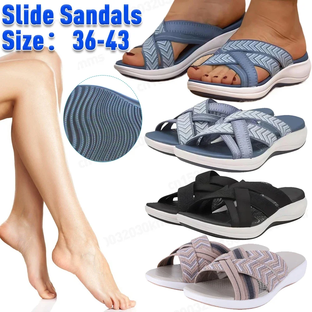 2024 Summer New Women's Slipper Outdoor Open Toe Soft Sandal Trend Slides Beach Shoe Female Breathable Comfy Orthopedic Footwear