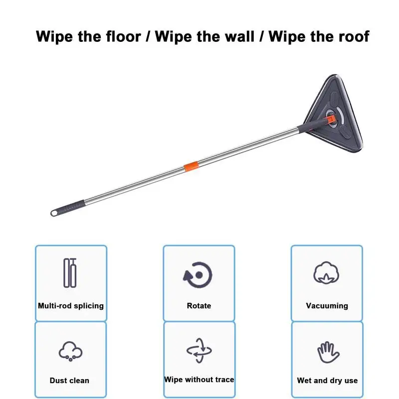 Triangle Deep Cleaning Mop Rotatable Adjustable Cleaning Mop Extendable Multifunctional Mops For Clean Roofs Walls Cars Corners